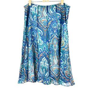 Ralph Lauren Blue Multi Paisley A-Line Skirt